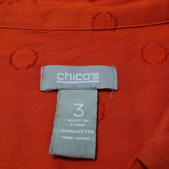 Chico's Top Womens 3 Orange Long Sleeve Button Up - Picture 4 of 8